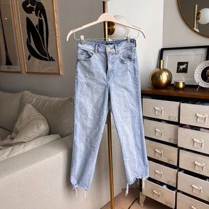 Express Straight cropped jeans super high rise
